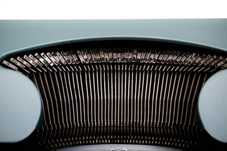 A typewriter type face isolated on a white background