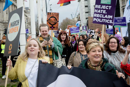 London, United Kingdom, March 8th 2020:- The March For Women hosted by Care International. Pictured Emily Thornberry the Labour Shadow Secretary of State for Foreign and Commonwealth Affairsのeditorial素材