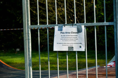 Sandhurst, United Kingdom, 9th April 2020:- Closed skate park on advice from the British Government due to the Covid-19 outbreakのeditorial素材