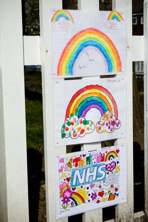 Camberley; United Kingdom, 9th April 2020:- Signs thanking the NHS during the Covid-19 outbreakのeditorial素材