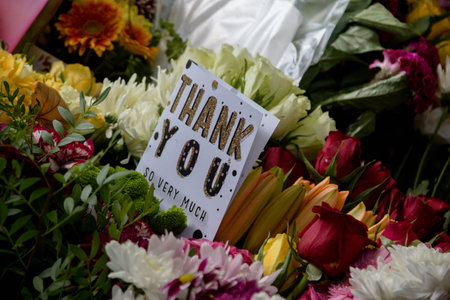London, United Kingdom, 14th September 2022:- Tributes left by the public to Queen Elizabeth II in Green Park near Buckingham Palaceのeditorial素材