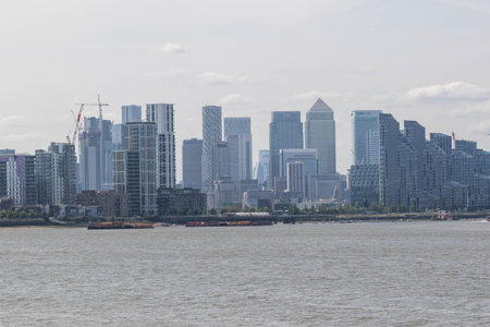 London, United Kingdom, May 28th 20203:- A view of the skyscrapers in Canary Wharfのeditorial素材