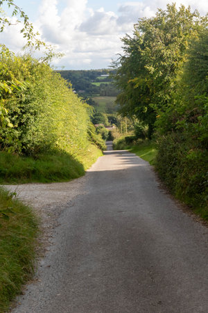 A public bridleway in the Wiltshire countryside, UKの写真素材