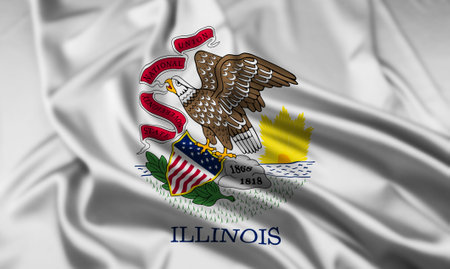 The Flag of the US State of Illinois Rippledの写真素材
