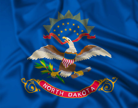The Flag of the US State of North Dakota Rippledの写真素材