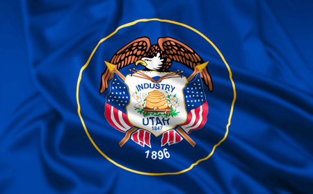 The Flag of the US State of Utah Rippledの写真素材