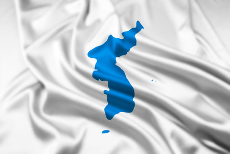 The Flag of Korean Unity with a Ripple Effectの写真素材