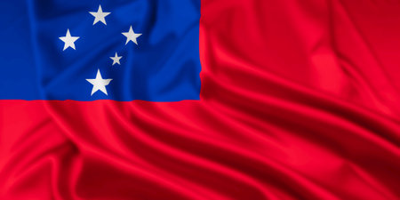 The Flag of The Independent State of Samoa with a Ripple Effectの写真素材