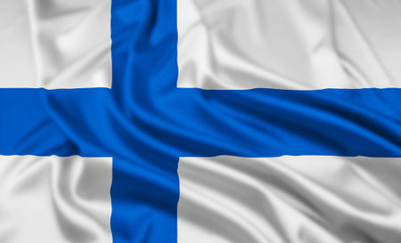 The Flag of  The Republic of Finland; an EU member; with a Ripple Effect