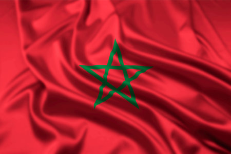 The Flag of The Kingdom of   Morocco, with a Ripple Effectの写真素材