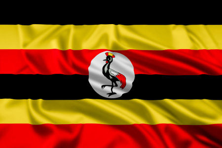 The Flag of The Republic of  Uganda, with a Ripple Effectの写真素材