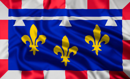 The flag of the French Region of Centre Val de Loire,  with a rippled effect.の写真素材