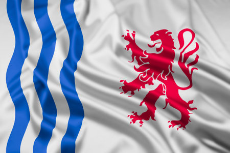 The flag of the French Region of Nouvelle Aquitaine, with a rippled effect.の写真素材