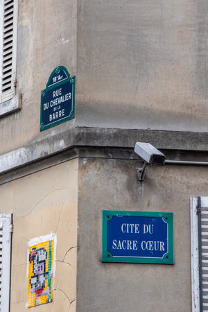 Paris, France, Apirl 20th 2024:- A view of street name signs in the Montmartre Area of Paris