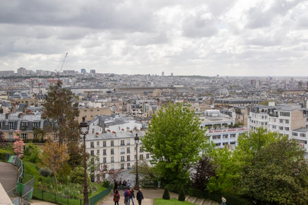 Paris, France, Apirl 20th 2024:- A view of Paris from the Sacre-Coeur on Montmartreのeditorial素材