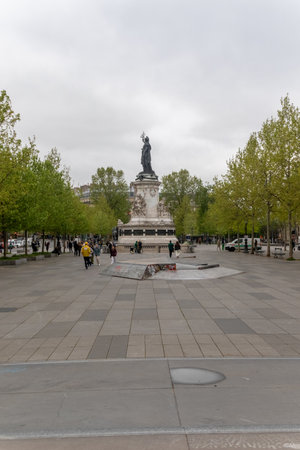 Paris, April 19th 2024:- A view of the Place De La Republique or Republic Squareのeditorial素材