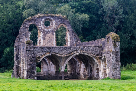 The Ruins of Waverley Abbey, located near Farnham, Surrey UK. This was the first Cistercian Abbey in Englandの写真素材