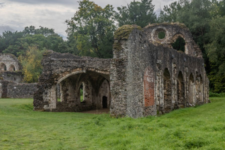 The Ruins of Waverley Abbey, located near Farnham, Surrey UK. This was the first Cistercian Abbey in Englandの写真素材