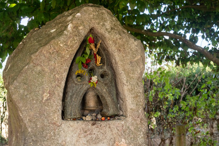 A view of the Bridey Bell, part of the pilgramage route markers between Wells and Glastonbury, located near Glastonbury Torの写真素材