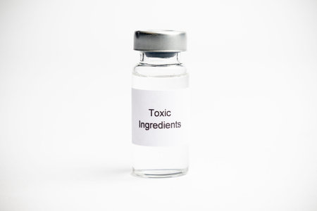 Vaccine concept, a medical vial with a label on a plain white background.