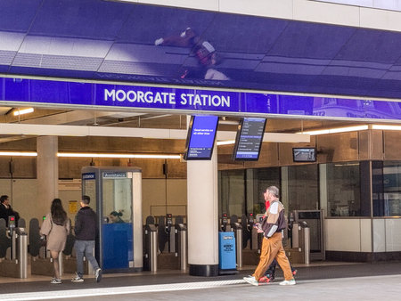 London, United Kingdom, 2nd March 2026:- A View Of The Entrance to Moorgate Train Station. A London...