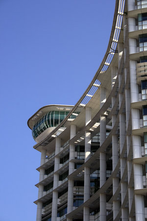 Outlook of Singapore National Library. This is a big and hi-tech look building.のeditorial素材