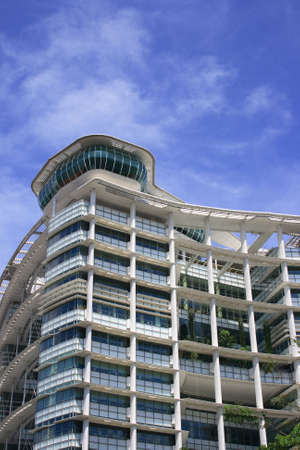 Outlook of Singapore National Library. This is a big and hi-tech look building.のeditorial素材