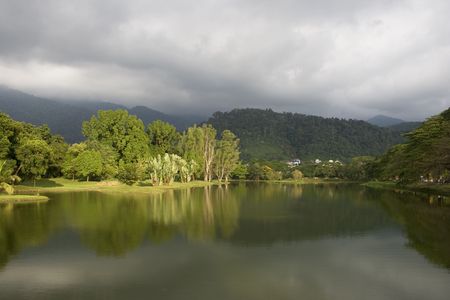 Lakeside view in a tropical country.の写真素材