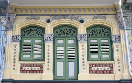 Old Style Window found in street of Singapore の写真素材