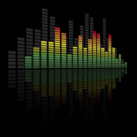 equalizer color with reflections over black bacgroundのイラスト素材