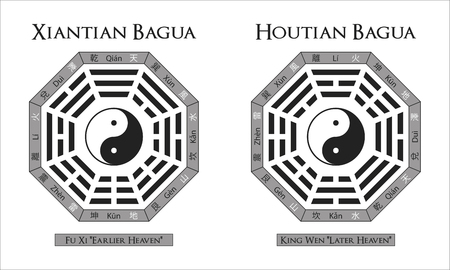 two different versions of the bagua used in feng shuiのイラスト素材