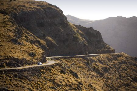 A car on a twisty roadの写真素材