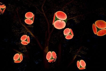 Chinese new year decorations in a tree