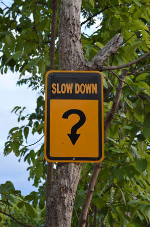 Roadsign Slow downの写真素材