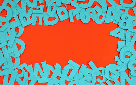 Blue frame made of letters and numbersの写真素材