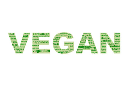 Word cloud with terms about the topic vegan.の写真素材