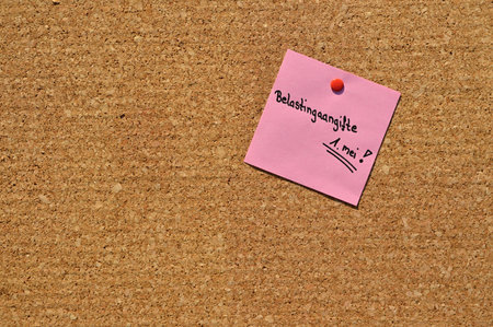 Reminder for the deadline to fill in the income tax statement in the Netherlands on 1.5. Written in dutchの写真素材