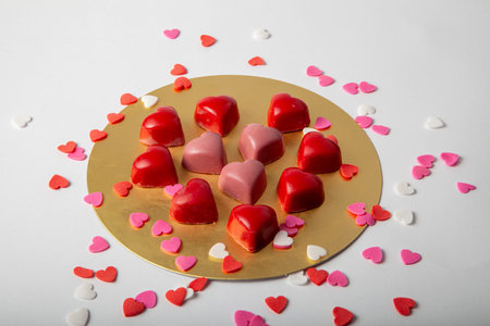 pink chocolate scientific work for Valentine's Day. Natural product without harmful impurities....