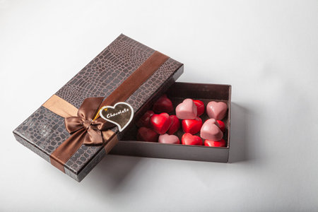 pink chocolate scientific work for Valentine's Day. Natural product without harmful impurities....