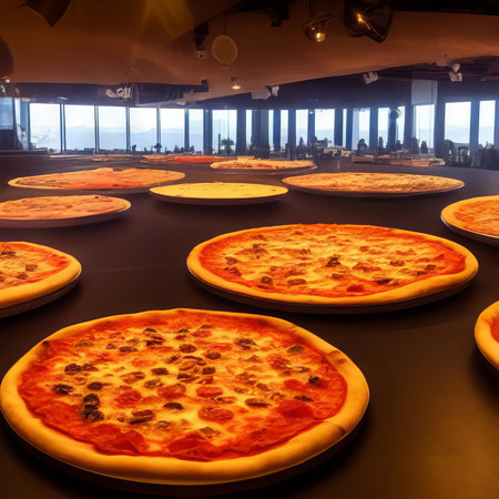 Pizza in a pizzeria in the city center of Barcelona, Spainの素材