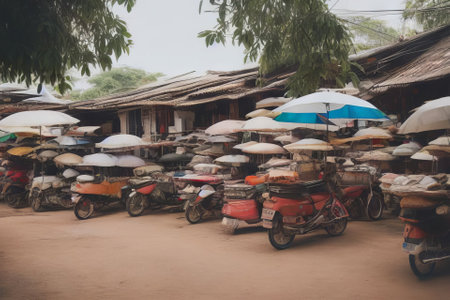 Rickshaw in the town of Bagan in Myanmar (Burma)の素材