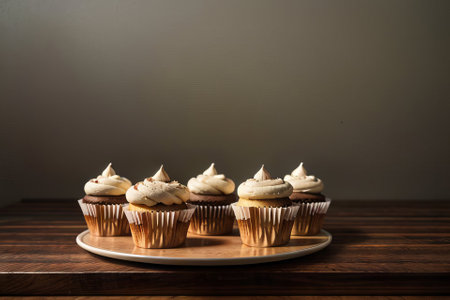 Plate with slice of tasty homemade chocolate cake on tableの素材