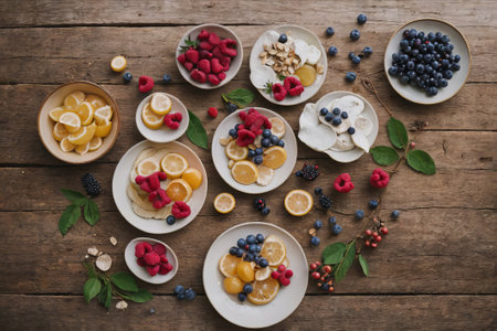 Tropical Temptation: Experience a symphony of flavors in our fruit salad, a paradise of freshness and vibrant colors.の素材