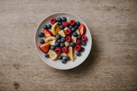 Tropical Temptation: Experience a symphony of flavors in our fruit salad, a paradise of freshness and vibrant colors.の素材