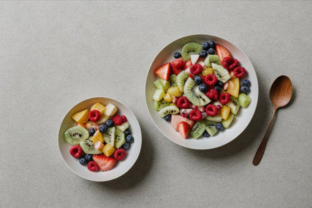 Tropical Temptation: Experience a symphony of flavors in our fruit salad, a paradise of freshness and vibrant colors.の素材