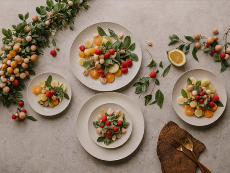 Tropical Temptation: Experience a symphony of flavors in our fruit salad, a paradise of freshness and vibrant colors.の素材