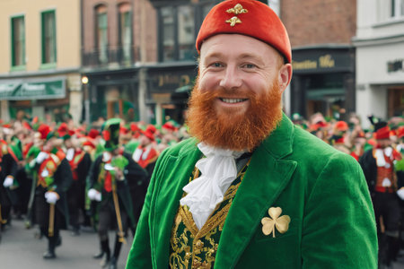 Embrace the spirit of St. Patrick's Day in a lively photo capturing parades, shamrocks, and revelers clad in green a vibrant tableau of Irish pride and celebration.の素材
