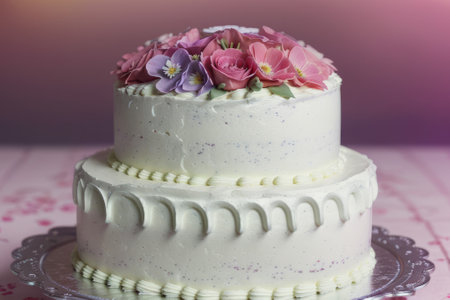 Capture the charm of spring with this gorgeous cake, adorned with a cascade of flowers, a delightful addition to any spring celebration.の素材