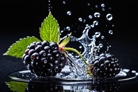 Indulge your senses with the vibrant colors and refreshing allure of fruits dancing in playful water droplets, a symphony of flavor and freshness.の素材