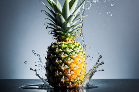 Indulge your senses with the vibrant colors and refreshing allure of fruits dancing in playful water droplets, a symphony of flavor and freshness.の素材